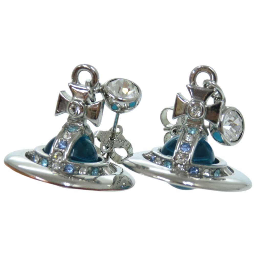 Vivienne Westwood Tiny Orb Stone Second Earrings, Brass, Light Blue Earrings ...